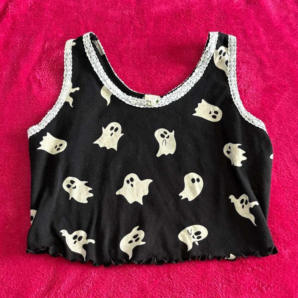 Black Ghost Print Tank Top